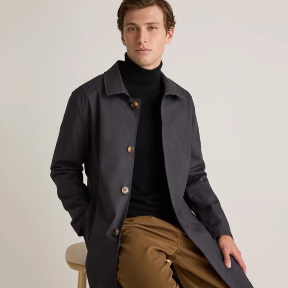 QUINCE • Black Comfort Stretch Trench Coat - Picture 4 of 8